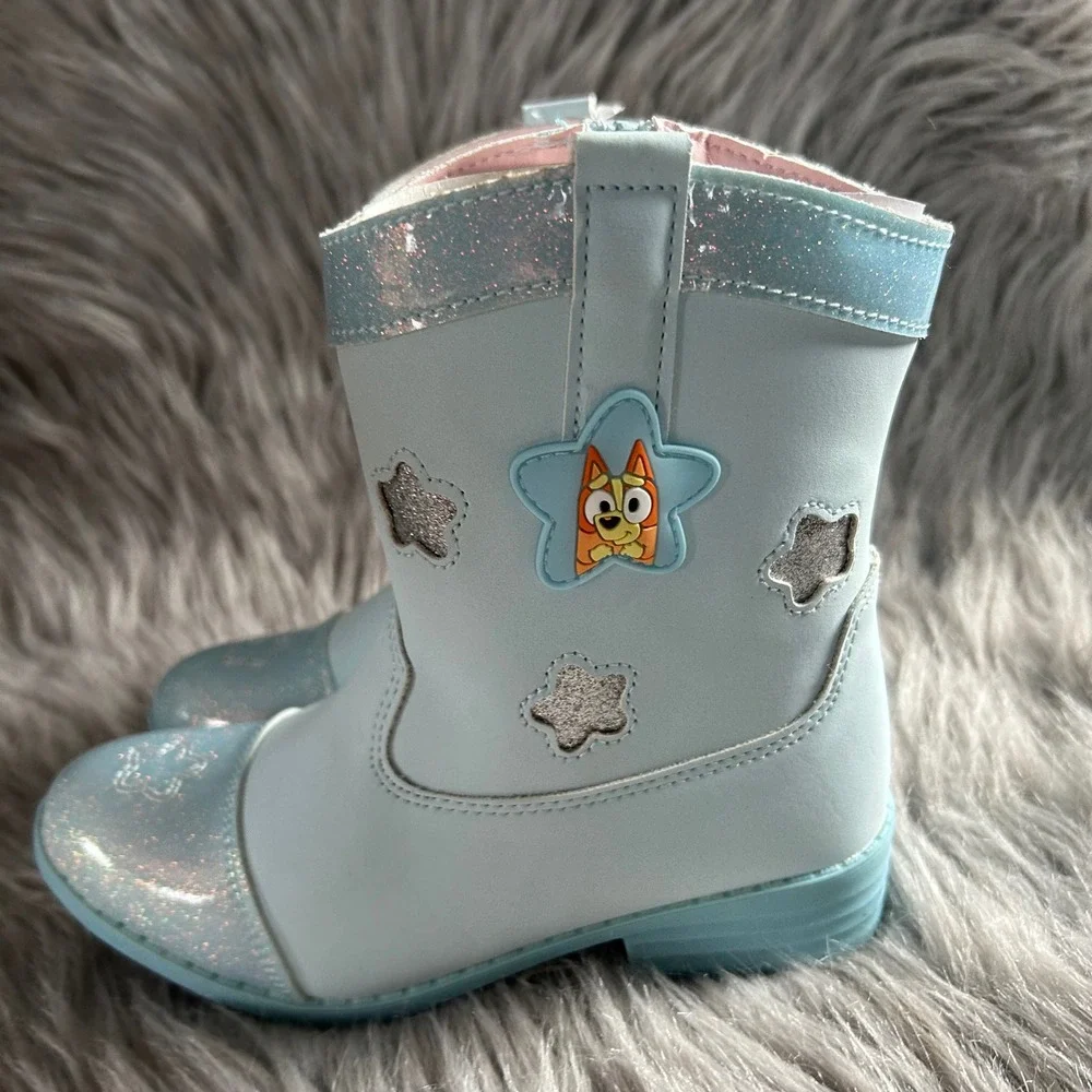 Ground Up Bluey Cowgirl Girls Size‎ 12 Blue Light Up Shoes Side Zip Pull On